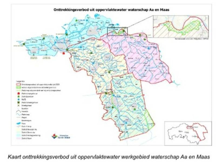 Door droogte onttrekkingsverbod uit oppervlaktewater
