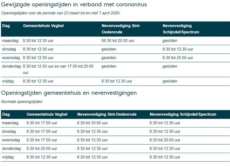 gewijzigdeopeningstijdengemeentelijkediensten 17032020